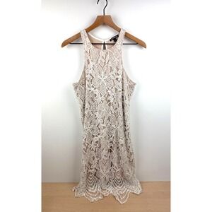 Express Lace Dress Sleeveless Halter Mini Cutout Back Party Cocktail Medium M‎